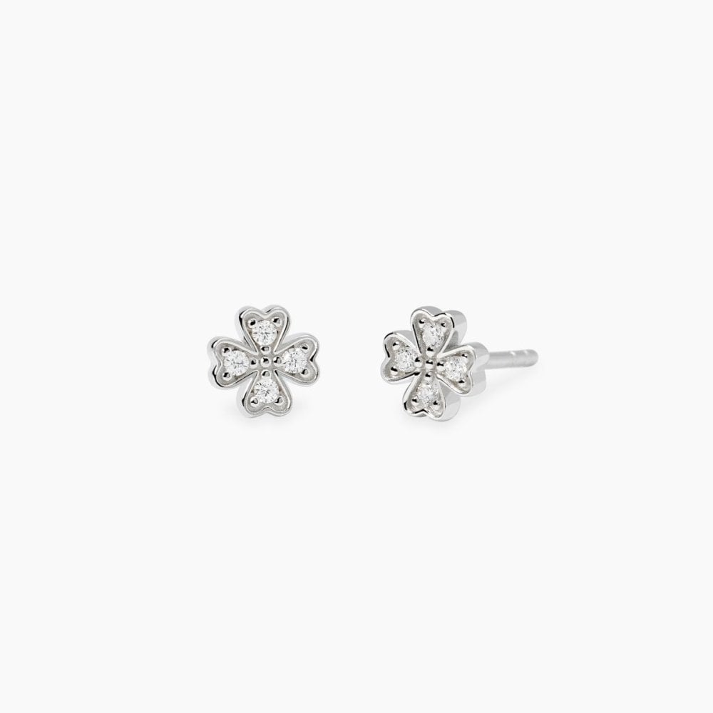 Mabina Donna - Orecchini quadrifoglio in argento e diamanti lab-grown, 0.08ct - 563901