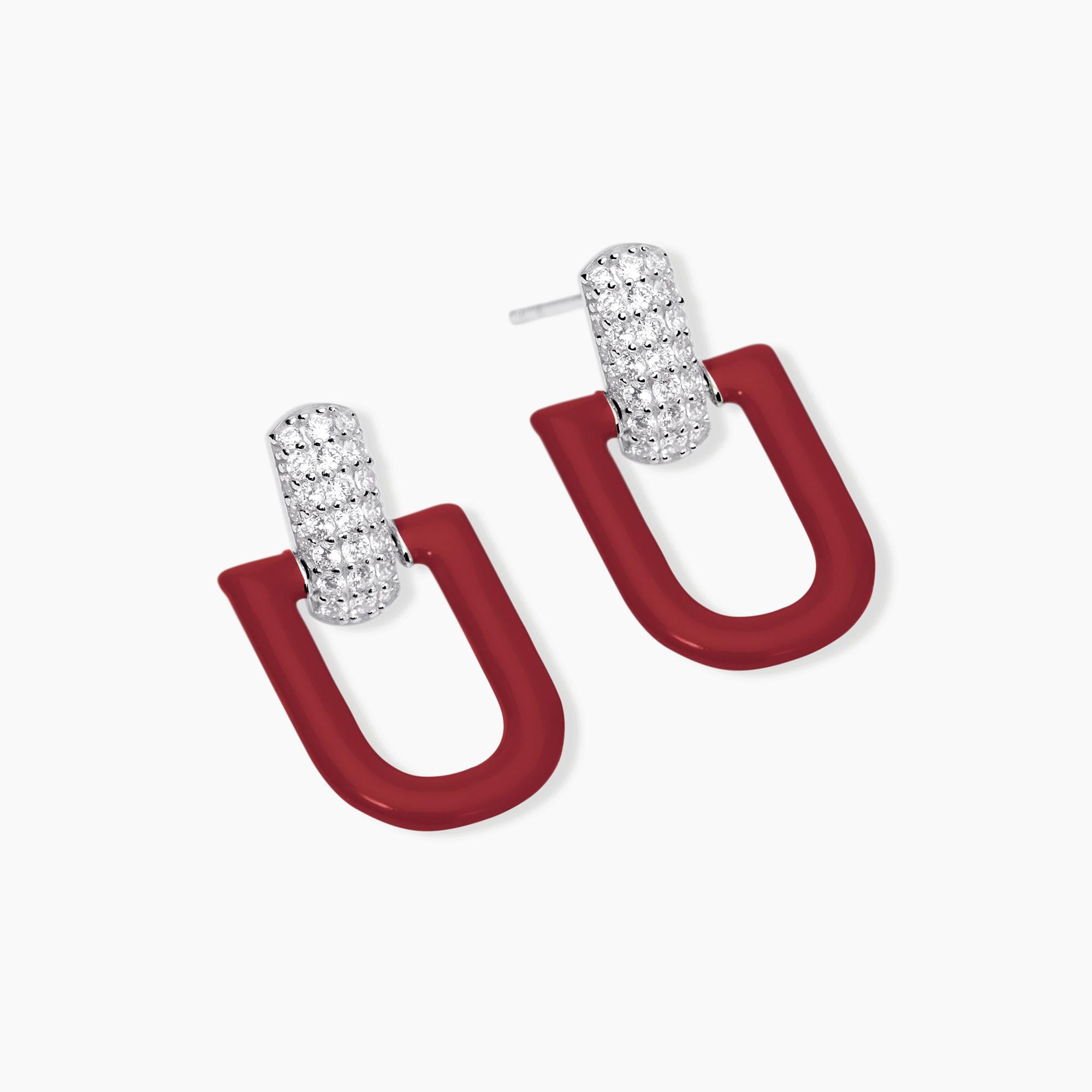 Mabina Donna - Orecchini pendenti ROSSI con zirconi ROMA - 563985