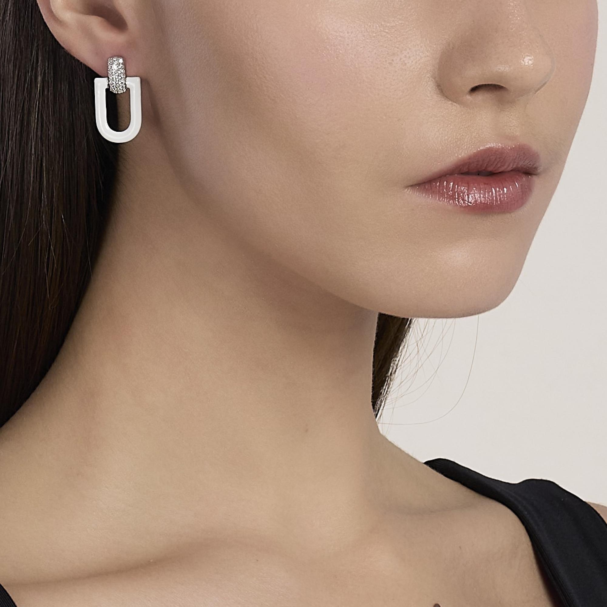 Mabina Donna - Orecchini pendenti bianchi con zirconi ROMA - 563986