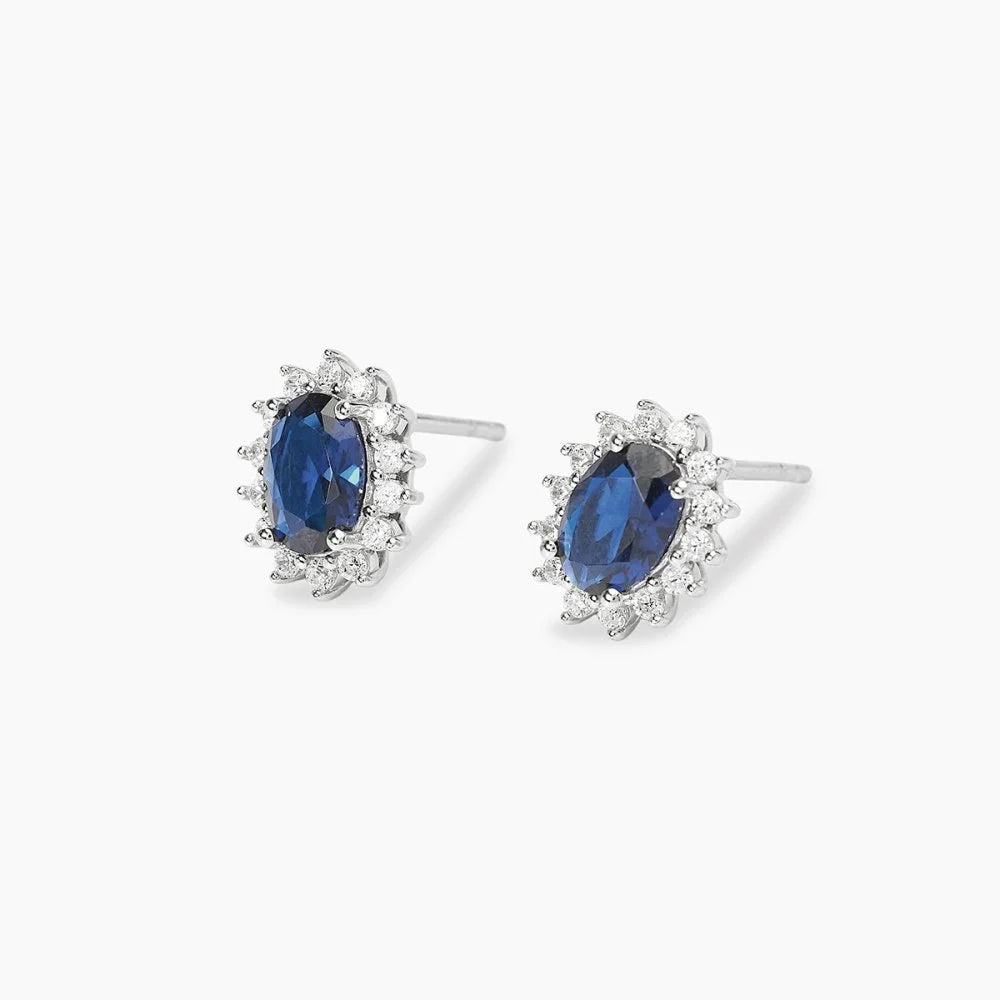 Mabina Donna - Orecchini in argento, zaffiri sintetici e diamanti lab grown - 564010