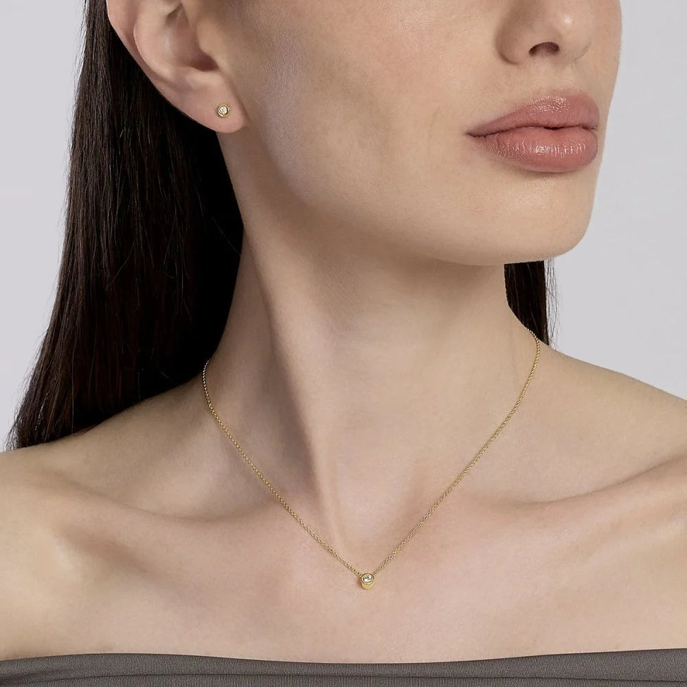 Mabina Donna - Orecchini PUNTO LUCE in argento dorato e diamanti lab grown - 564013