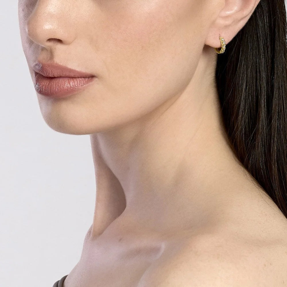Mabina Donna - Orecchini a cerchio in argento dorato e diamanti lab grown - 564014