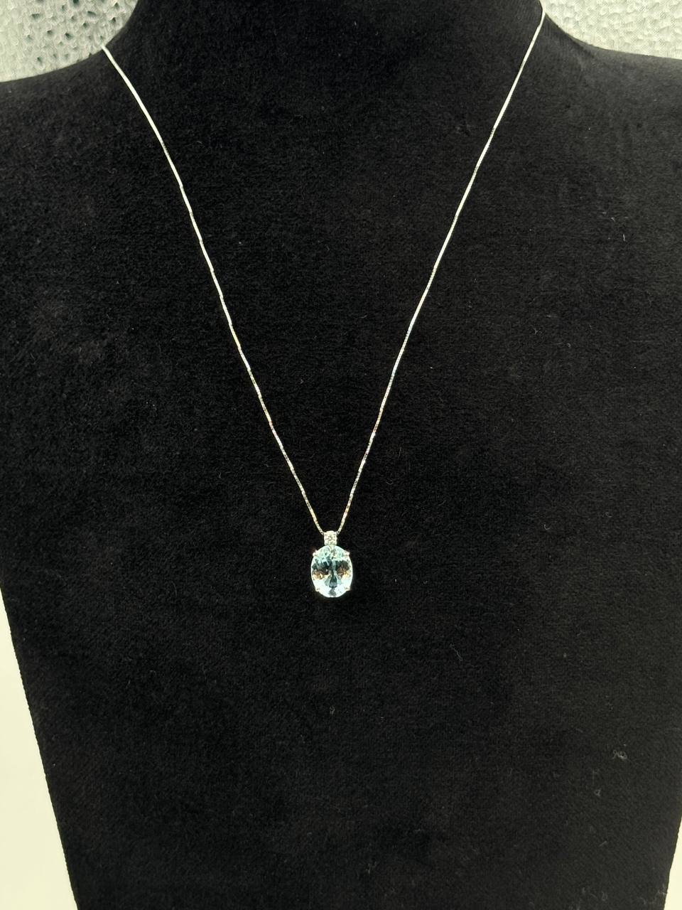 Mazza - Girocollo in oro bianco 18kt, acquamarina e diamanti, 2.15ct di acquamarina - CL D. ACQM 05-8x
