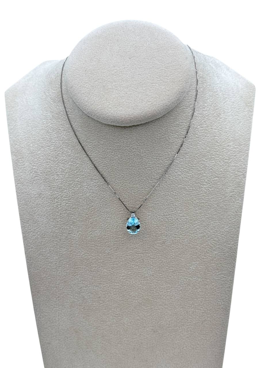 Mazza - Girocollo in oro bianco 18kt, acquamarina e diamanti, 2.15ct di acquamarina - CL D. ACQM 05-8x
