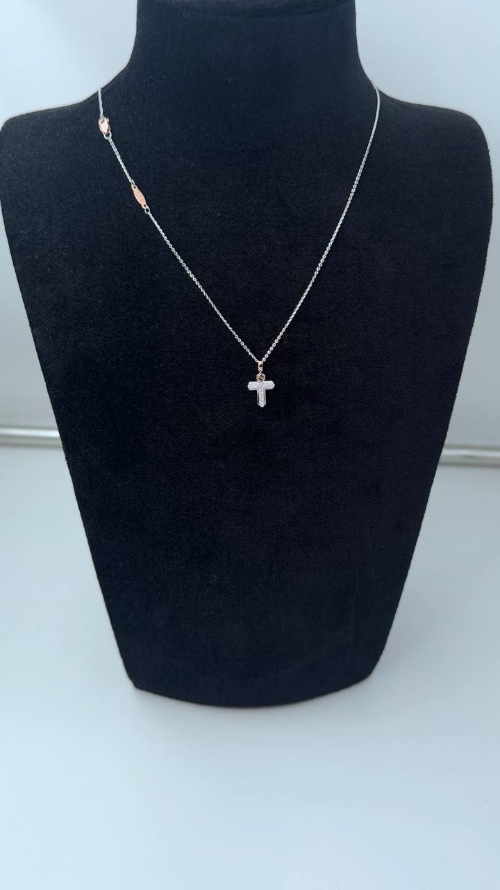 Collana Zancan croce in oro bianco 18kt, dettagli in oro rosa 18kt e diamanti bianchi, 0.09ct - UC177BR