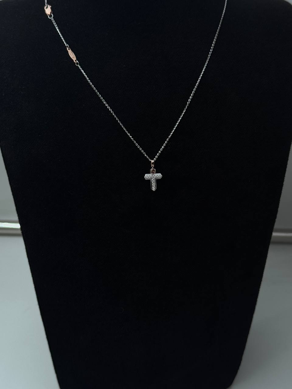 Collana Zancan croce in oro bianco 18kt, dettagli in oro rosa 18kt e diamanti bianchi, 0.09ct - UC177BR