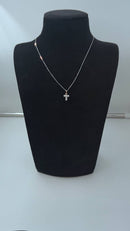Collana Zancan croce in oro bianco 18kt, dettagli in oro rosa 18kt e diamanti bianchi, 0.09ct - UC177BR