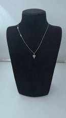 Collana Zancan croce in oro bianco 18kt, dettagli in oro rosa 18kt e diamanti bianchi, 0.09ct - UC177BR