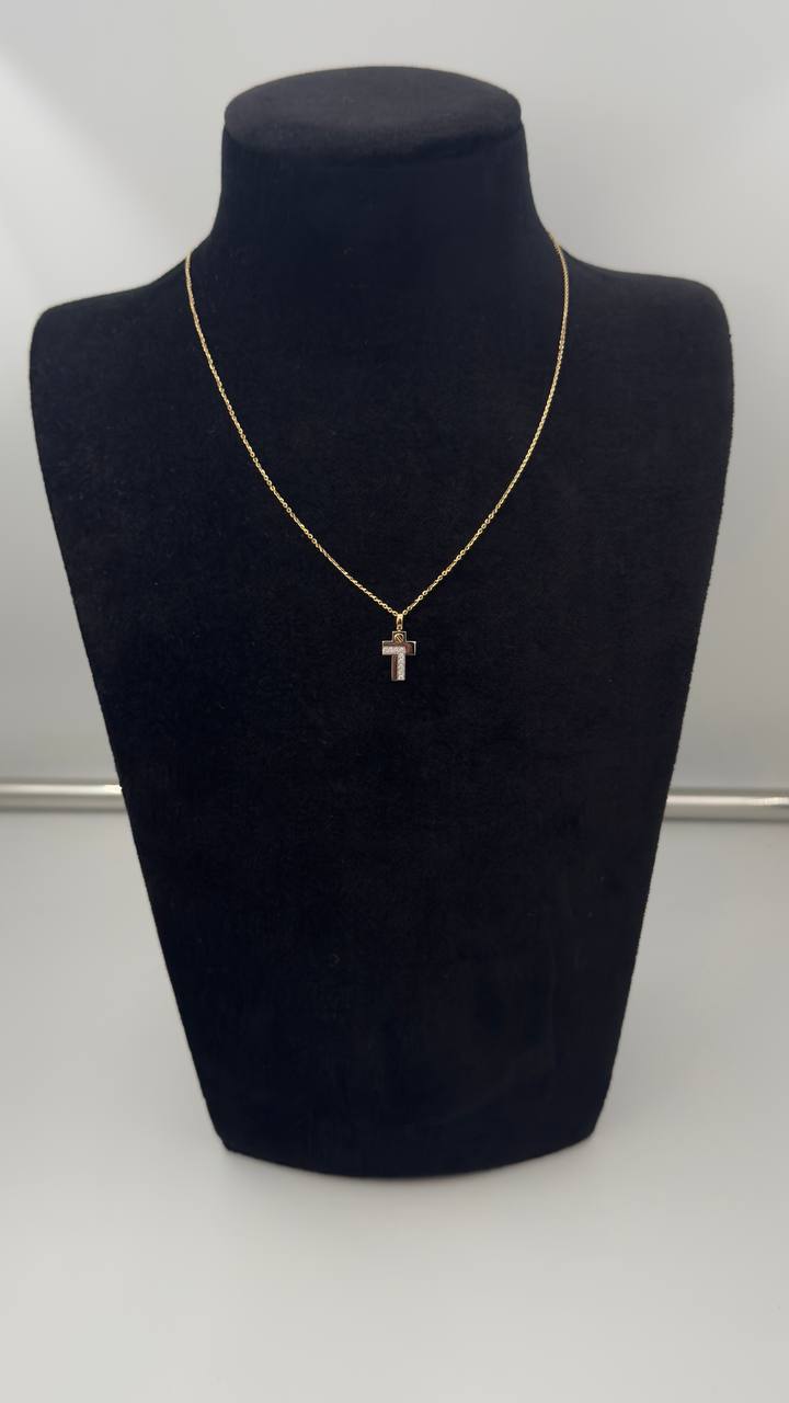 Collana Zancan in oro giallo 18kt, con croce in oro bianco 18kt e diamanti bianchi, 0.07ct - UC167GB
