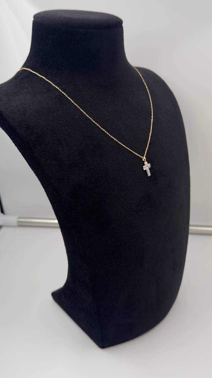 Collana Zancan in oro giallo 18kt, con croce in oro bianco 18kt e diamanti bianchi, 0.07ct - UC167GB