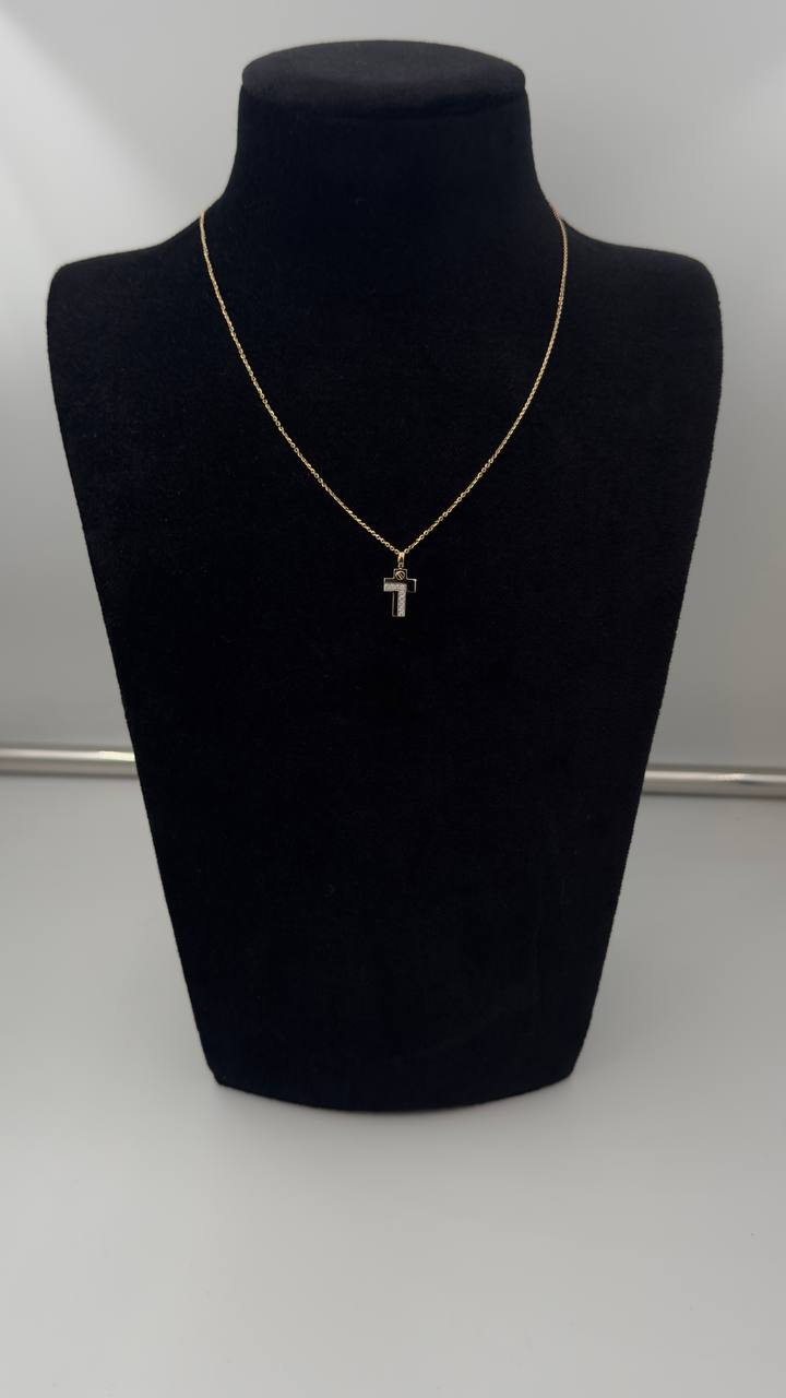 Collana Zancan in oro giallo 18kt, con croce in oro bianco 18kt e diamanti bianchi, 0.07ct - UC167GB