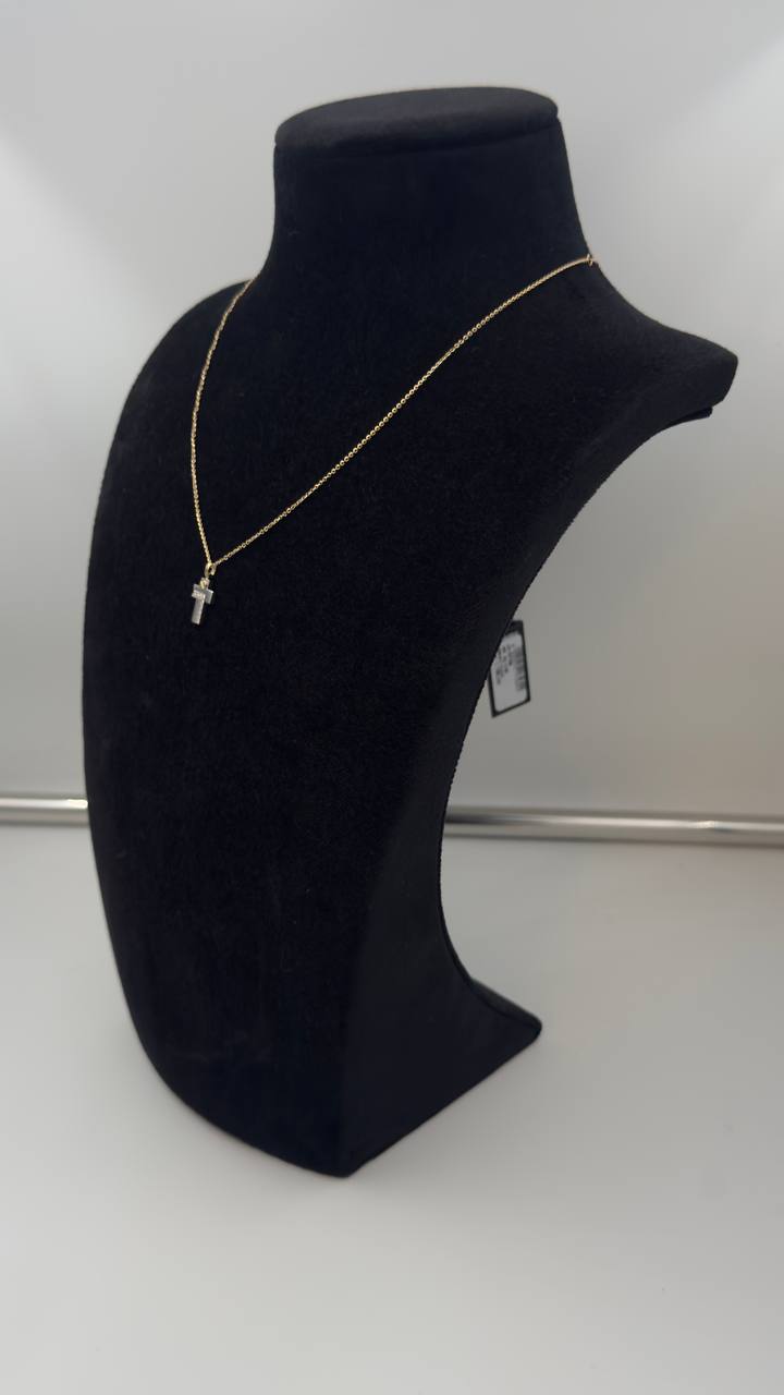 Collana Zancan in oro giallo 18kt, con croce in oro bianco 18kt e diamanti bianchi, 0.07ct - UC167GB