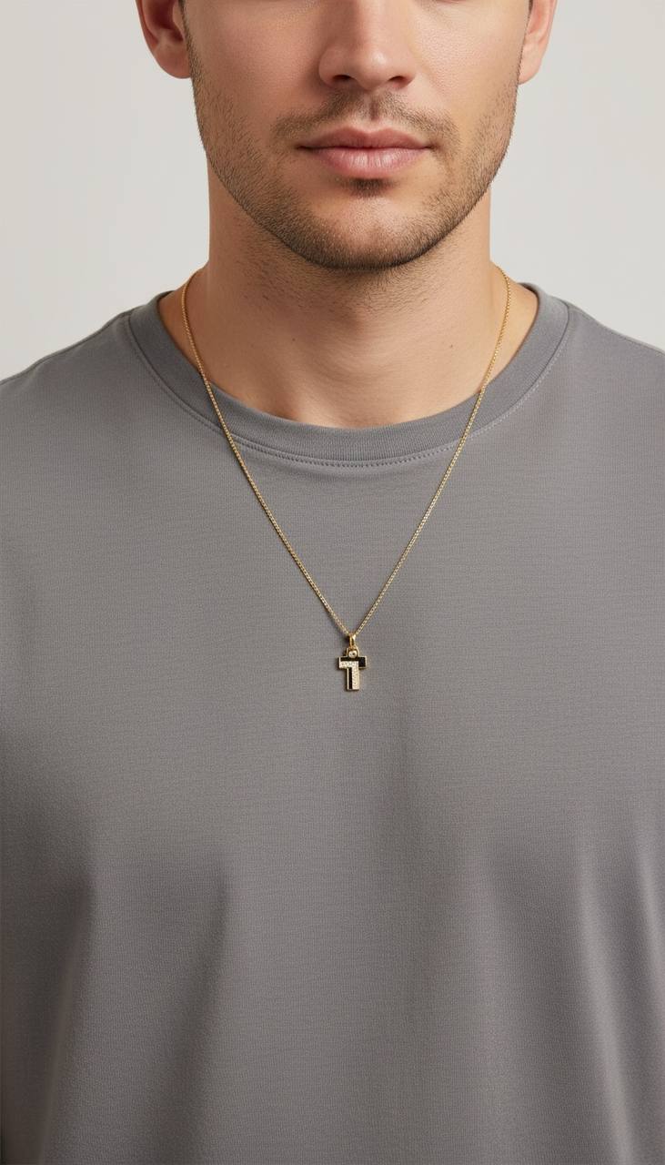 Collana Zancan in oro giallo 18kt, con croce in oro bianco 18kt e diamanti bianchi, 0.07ct - UC167GB