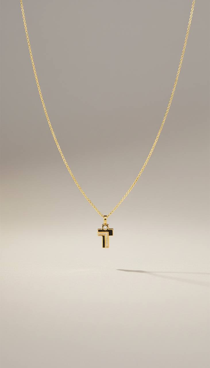 Collana Zancan in oro giallo 18kt, con croce in oro bianco 18kt e diamanti bianchi, 0.07ct - UC167GB