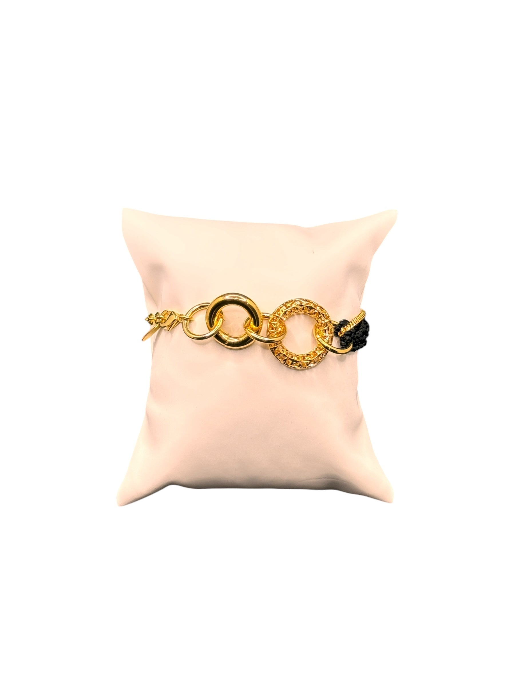 Bracciale multifilo in bronzo dorato con pietre nere - FIRENZE BR 040