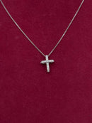 GIROCOLLO GIORGIO VISCONTI CON PENDENTE CROCE IN ORO BIANCO 18KT E DIAMANTI, 0,13ct - GBX36691