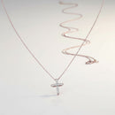 GIROCOLLO GIORGIO VISCONTI CON PENDENTE CROCE IN ORO BIANCO 18KT E DIAMANTI, 0,13ct - GBX36691