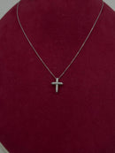 GIROCOLLO GIORGIO VISCONTI CON PENDENTE CROCE IN ORO BIANCO 18KT E DIAMANTI, 0,13ct - GBX36691
