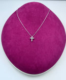 GIROCOLLO GIORGIO VISCONTI CON PENDENTE CROCE IN ORO BIANCO 18KT E DIAMANTI, 0,13ct - GBX36691