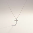 GIROCOLLO GIORGIO VISCONTI CON PENDENTE CROCE IN ORO BIANCO 18KT E DIAMANTI, 0,13ct - GBX36691