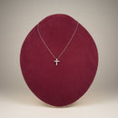 GIROCOLLO GIORGIO VISCONTI CON PENDENTE CROCE IN ORO BIANCO 18KT E DIAMANTI, 0,13ct - GBX36691