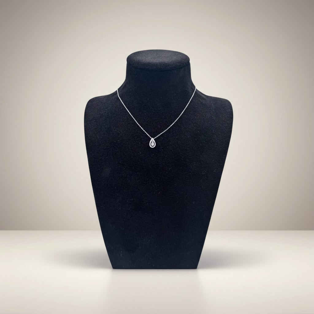 Girocollo a goccia Giorgio Visconti in oro bianco 18kt e diamanti, 0.14ct - GBX40376