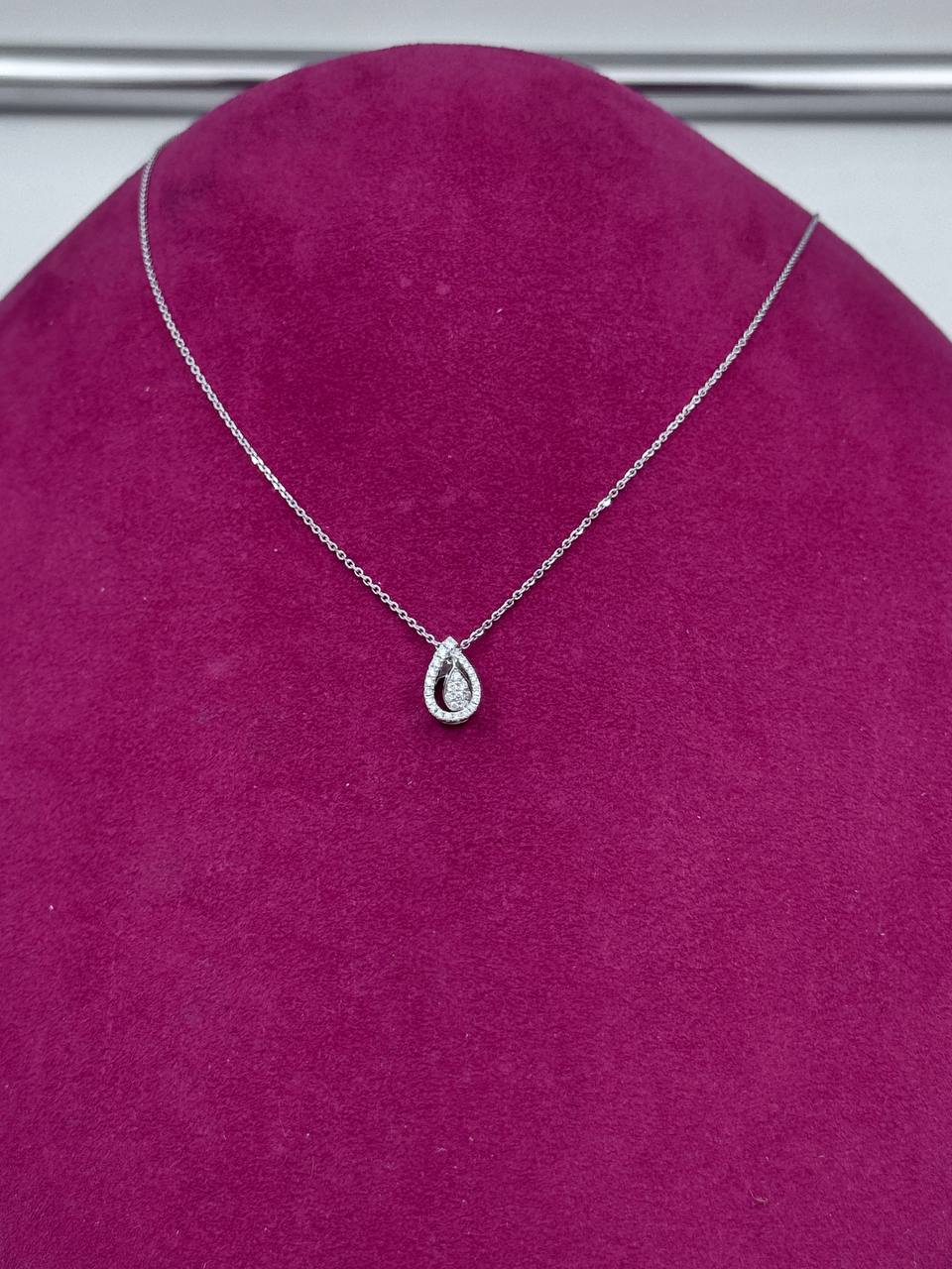 Girocollo a goccia Giorgio Visconti in oro bianco 18kt e diamanti, 0.14ct - GBX40376