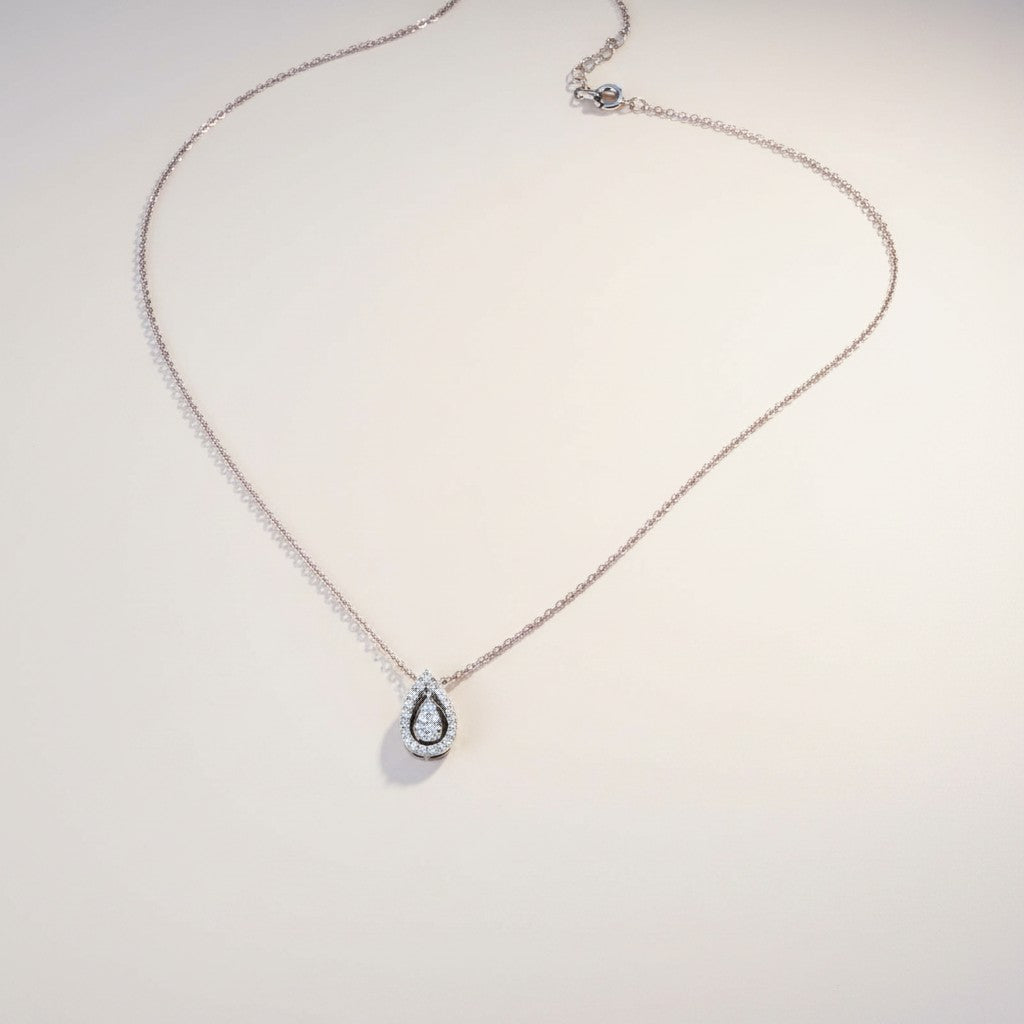 Girocollo a goccia Giorgio Visconti in oro bianco 18kt e diamanti, 0.14ct - GBX40376