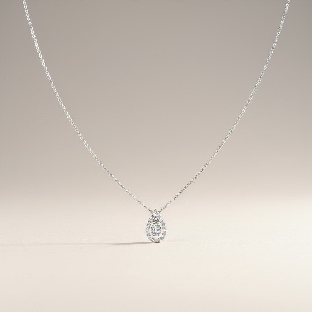 Girocollo a goccia Giorgio Visconti in oro bianco 18kt e diamanti, 0.14ct - GBX40376