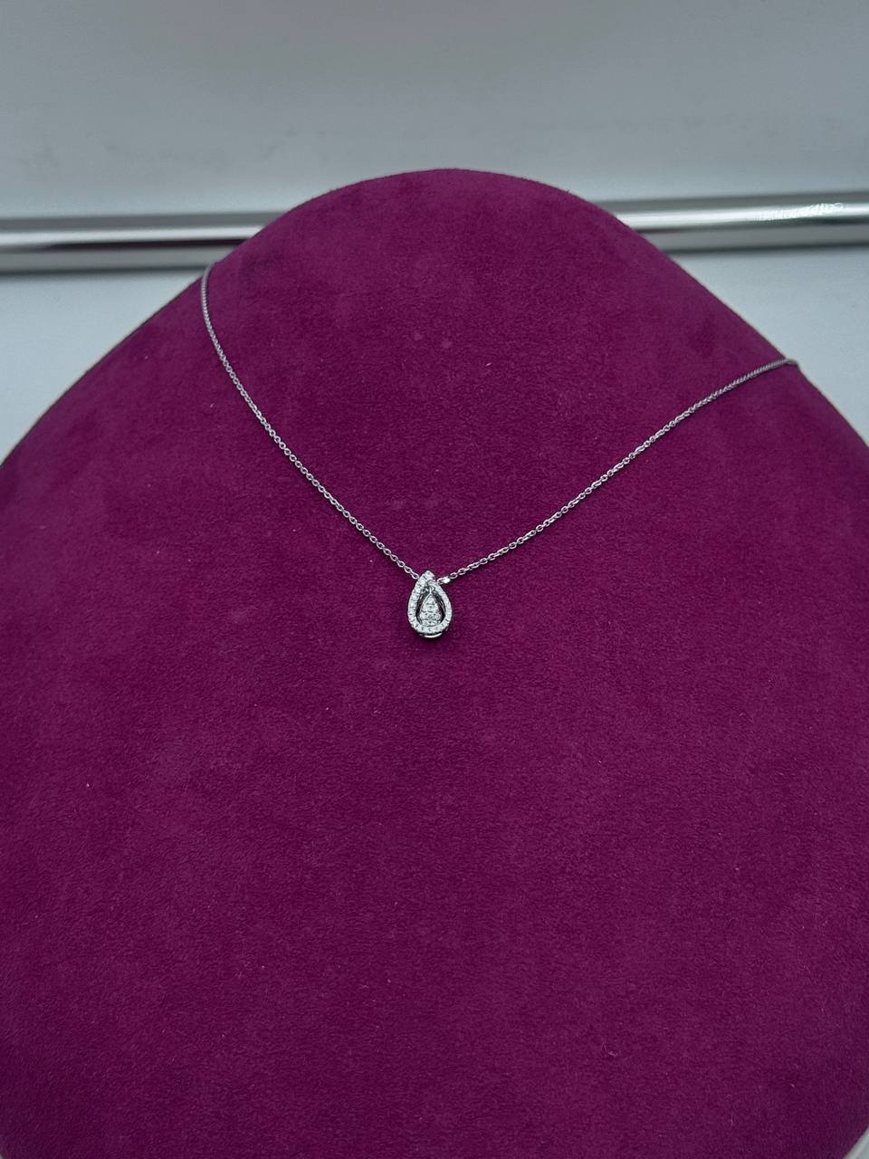 Girocollo a goccia Giorgio Visconti in oro bianco 18kt e diamanti, 0.14ct - GBX40376