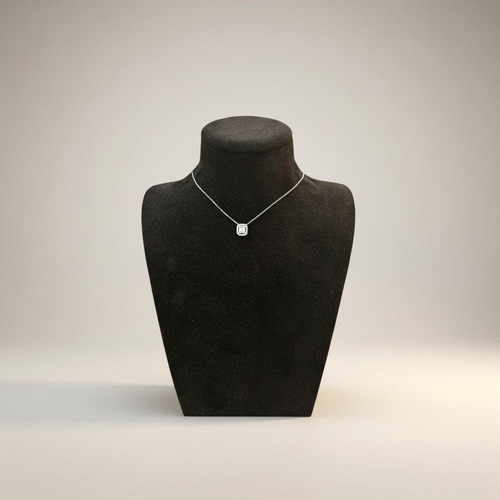 Girocollo Giorgio Visconti con diamanti taglio baguette in oro bianco 18kt, 0.28ct - GBX40441