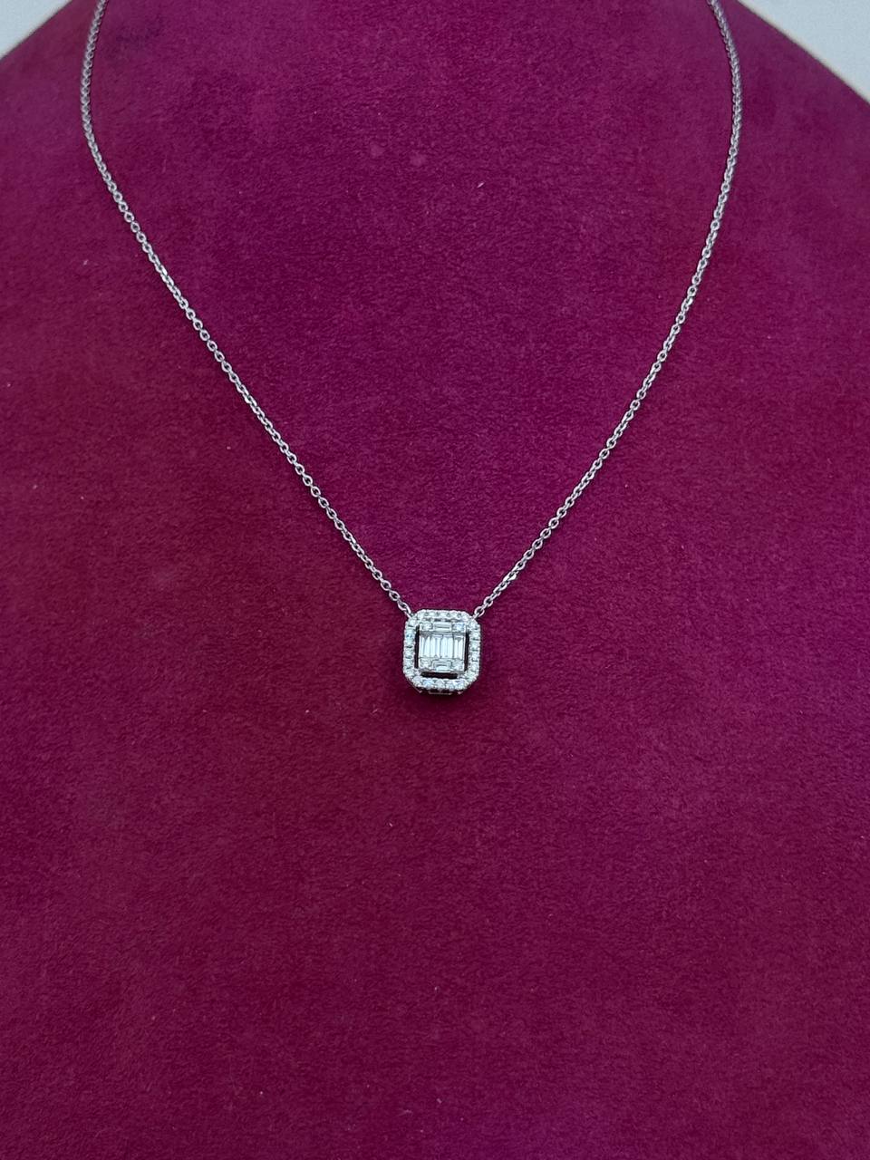 Girocollo Giorgio Visconti con diamanti taglio baguette in oro bianco 18kt, 0.28ct - GBX40441