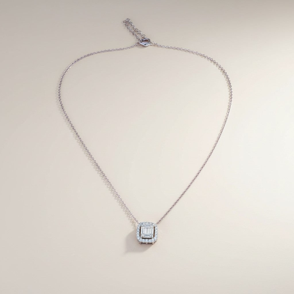 Girocollo Giorgio Visconti con diamanti taglio baguette in oro bianco 18kt, 0.28ct - GBX40441
