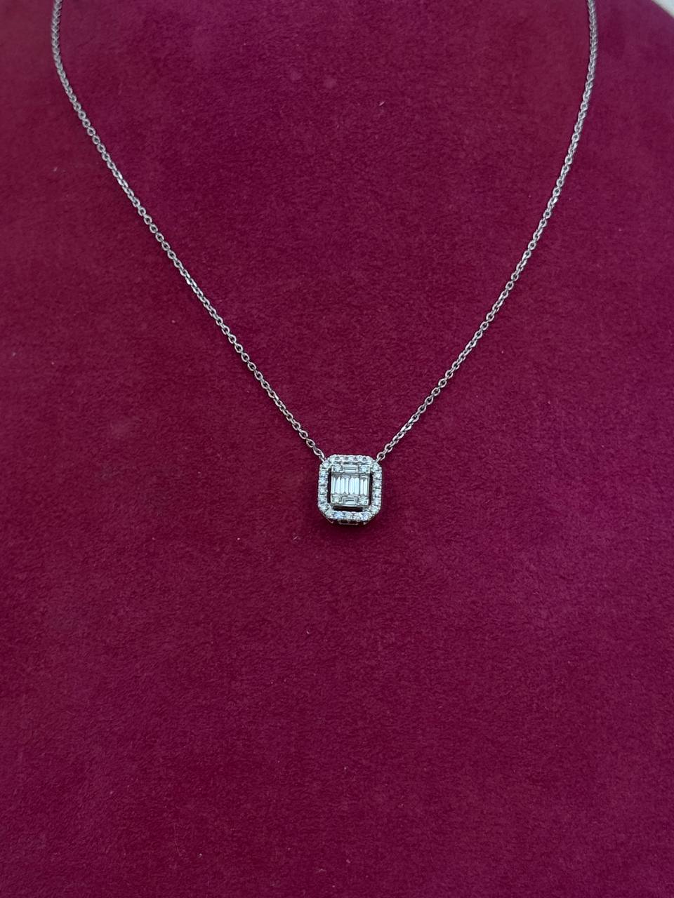 Girocollo Giorgio Visconti con diamanti taglio baguette in oro bianco 18kt, 0.28ct - GBX40441