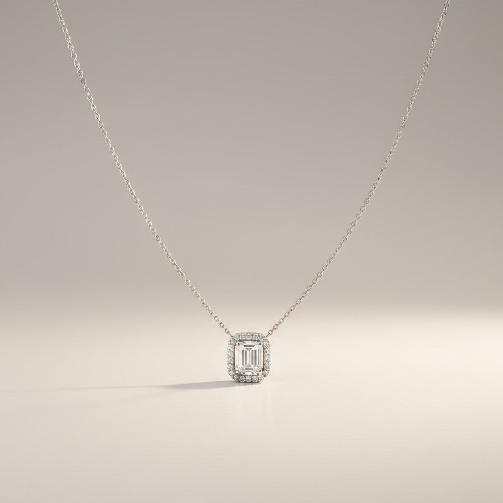 Girocollo Giorgio Visconti con diamanti taglio baguette in oro bianco 18kt, 0.28ct - GBX40441