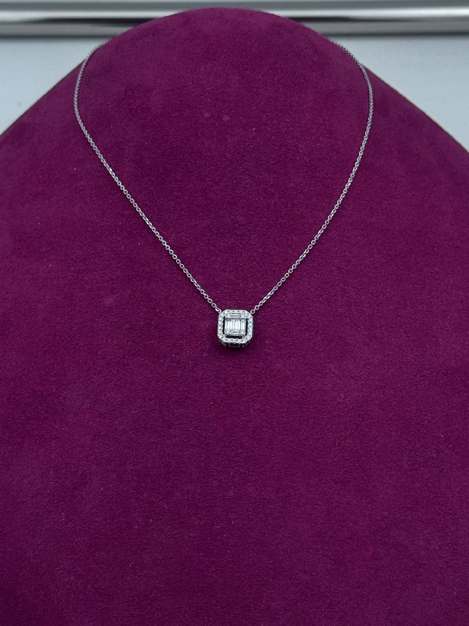 Girocollo Giorgio Visconti con diamanti taglio baguette in oro bianco 18kt, 0.28ct - GBX40441