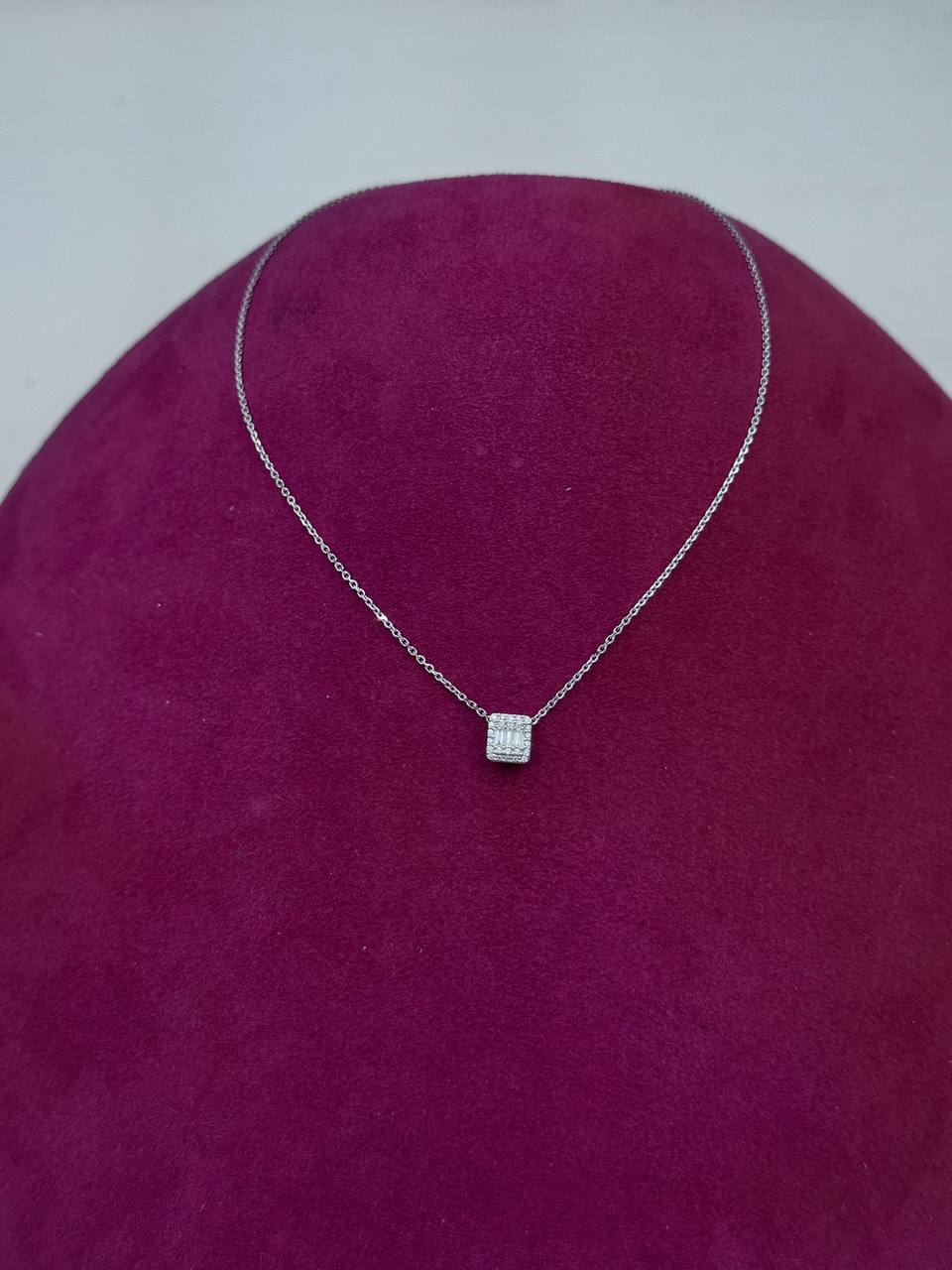 Girocollo Giorgio Visconti in oro bianco 18kt e diamanti baguette, 0.11ct - GBX40414
