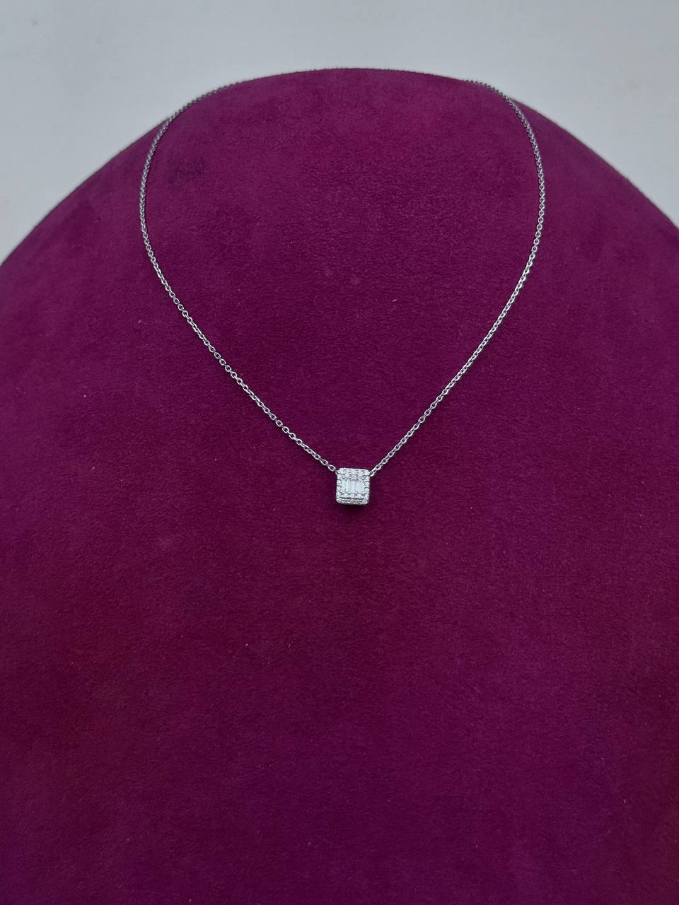 Girocollo Giorgio Visconti in oro bianco 18kt e diamanti baguette, 0.11ct - GBX40414