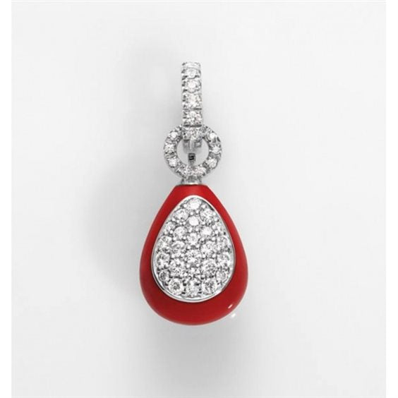 Cqpriful pendant in 18kt white gold, coral and diamonds - 36073