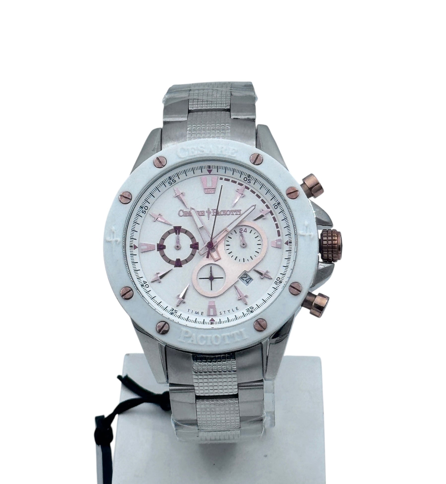 Orologio Cesare Paciotti, White Frozen, quadrante bianco al quarzo, 45mm - TSCR068