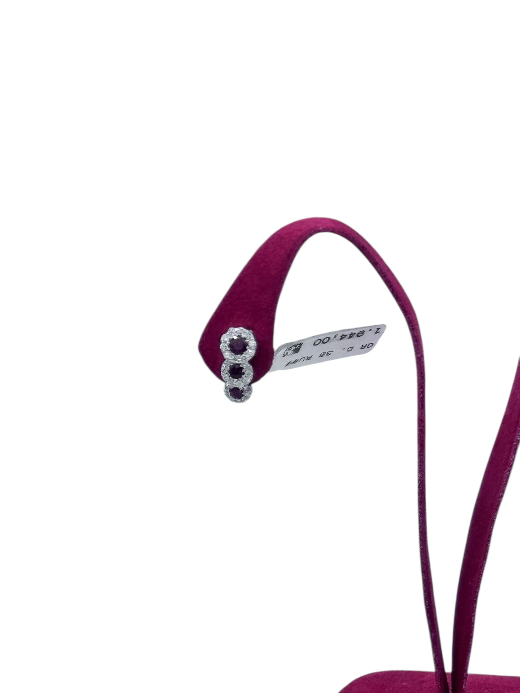 Diana - Orecchini trilogy in oro bianco 18kt, rubini e giro di diamanti - OR D. 36 RU