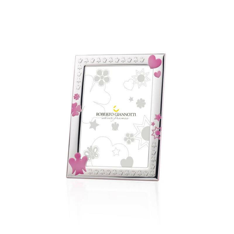 SILVER FRAME WITH ANGEL, COURT LEAF COURT, HEART, STAR AND SUN IN PINK - GICO13