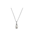 Nimei Women's Necklace - in 18K White Gold with 10-11mm Australian Pearl and Natural Diamonds - PCL533