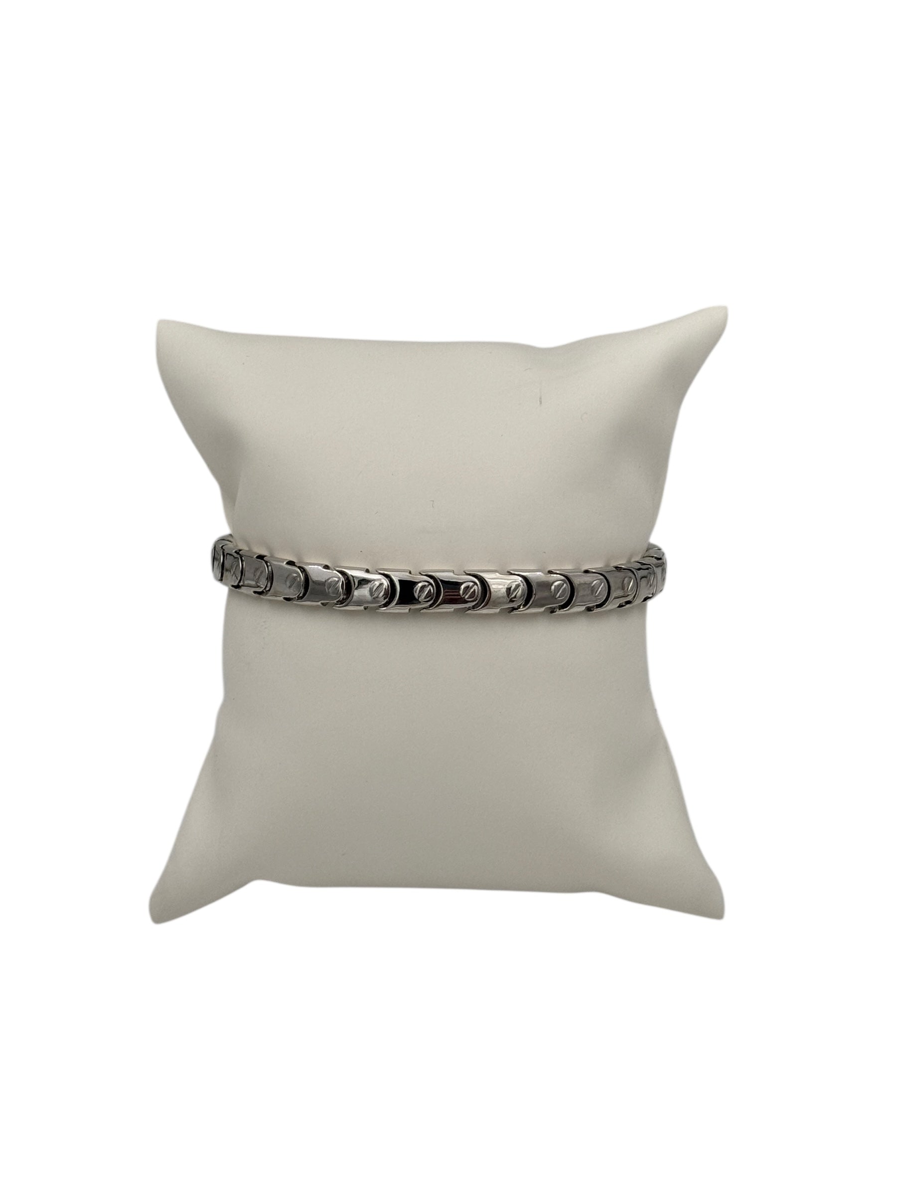 Bracciale Barakà in argento 925, maglia snake e diamante nero sulla chiusura - BR233002