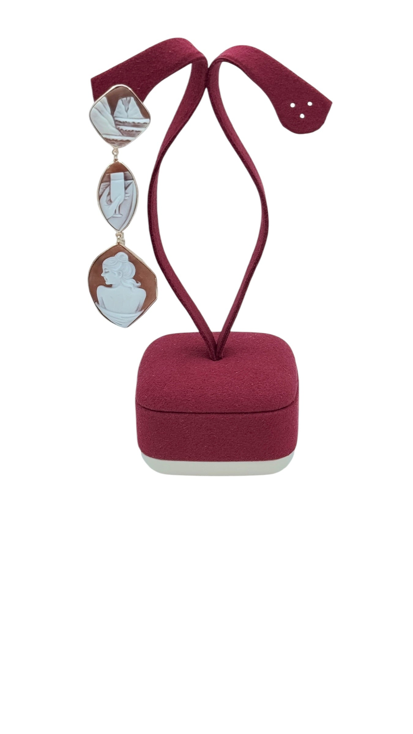 LUCEDEIMIEIOCCHI Monorecchino pendente 3 cammei naturali in argento dorato - LDMO 800 OR