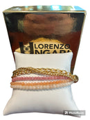 Bracciale tipo laccio con catena in bronzo dorato e spinelli di quarzi multicolore - CAPRI BR 005