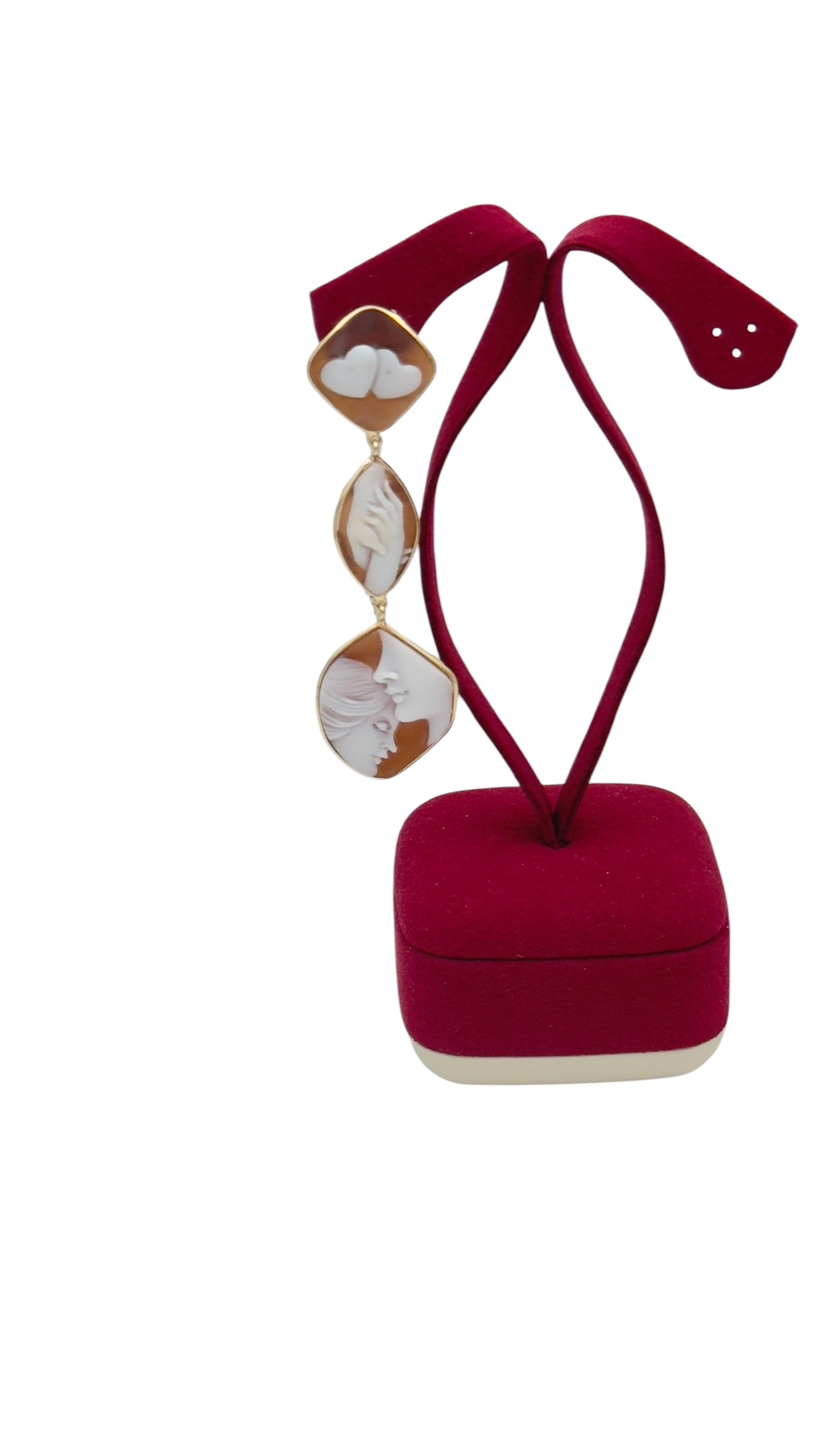 LUCEDEIMIEIOCCHI Monorecchino pendente 3 cammei naturali in argento dorato - LDMO 799 OR