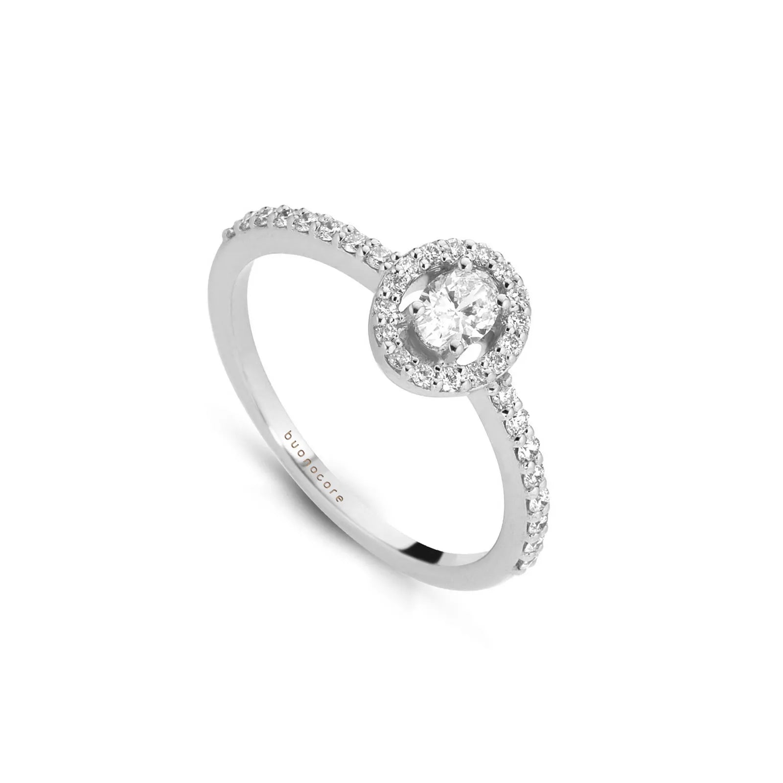 Anello Buonocore in oro bianco 18 kt taglio ovale con diamanti bianchi, 0.46ct di diamanti - 655A01DW