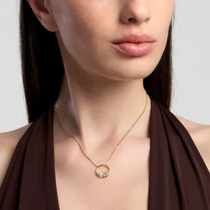 Mabina Donna Girocollo in bronzo e argento dorato con pendente di zirconi - REEF - 656132
