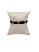 Bracciale Baraka' Collezione "Kabala" in ceramica nera, acciaio, dettagli oro rosa 18kt e  diamante centrale - BR214203
